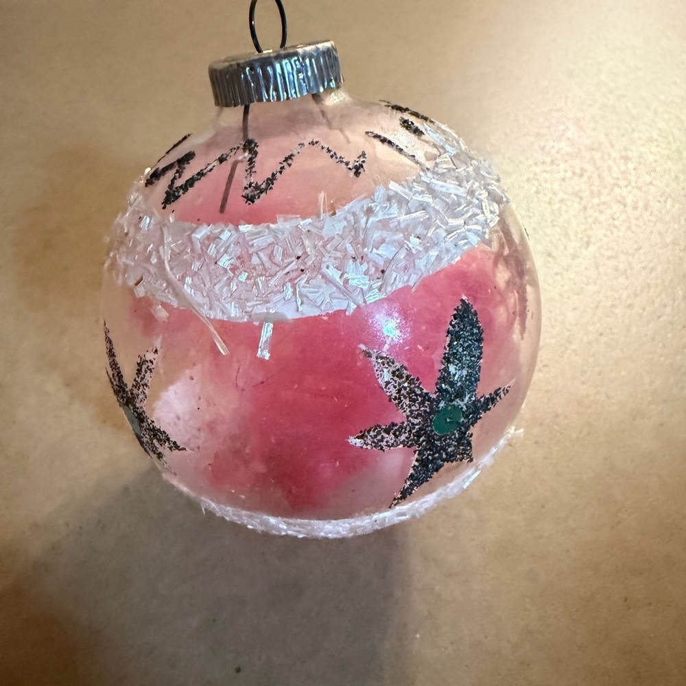 Pink and Silver Holiday Ornament- WEST GERMANY